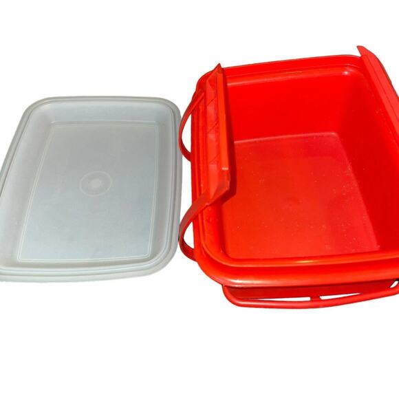 Vintage Tupperware Pak N Carry Lunch Box Handle Sandwich 1254 1255 Paprika Lot 2 - Picture 4 of 9